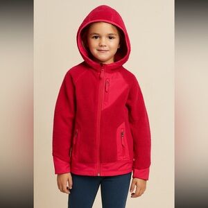REI Kids Girls Vibrant Pink Hooded Fleece Jacket